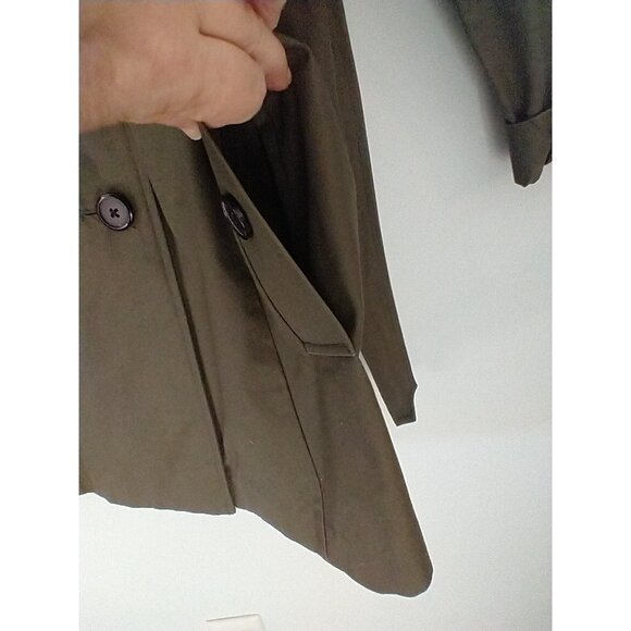 Forever 21 Women's Trench Coat Army Green Mid Length Belt Pockets Cotton - Large - Picture 4 of 12